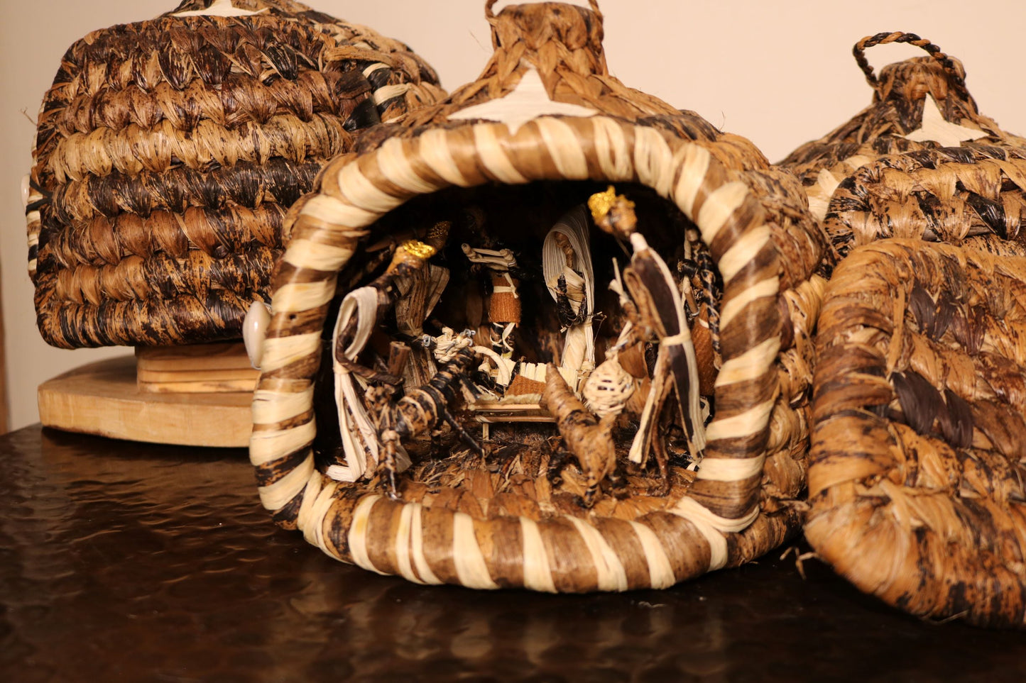 West African woven Banana leaf fiber Nativity