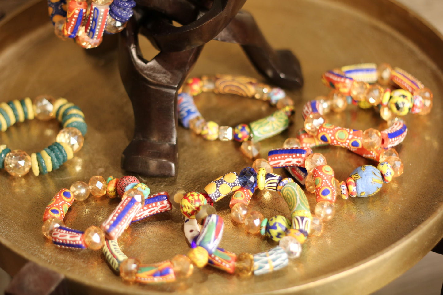 Handmade West African glass bead bracelet