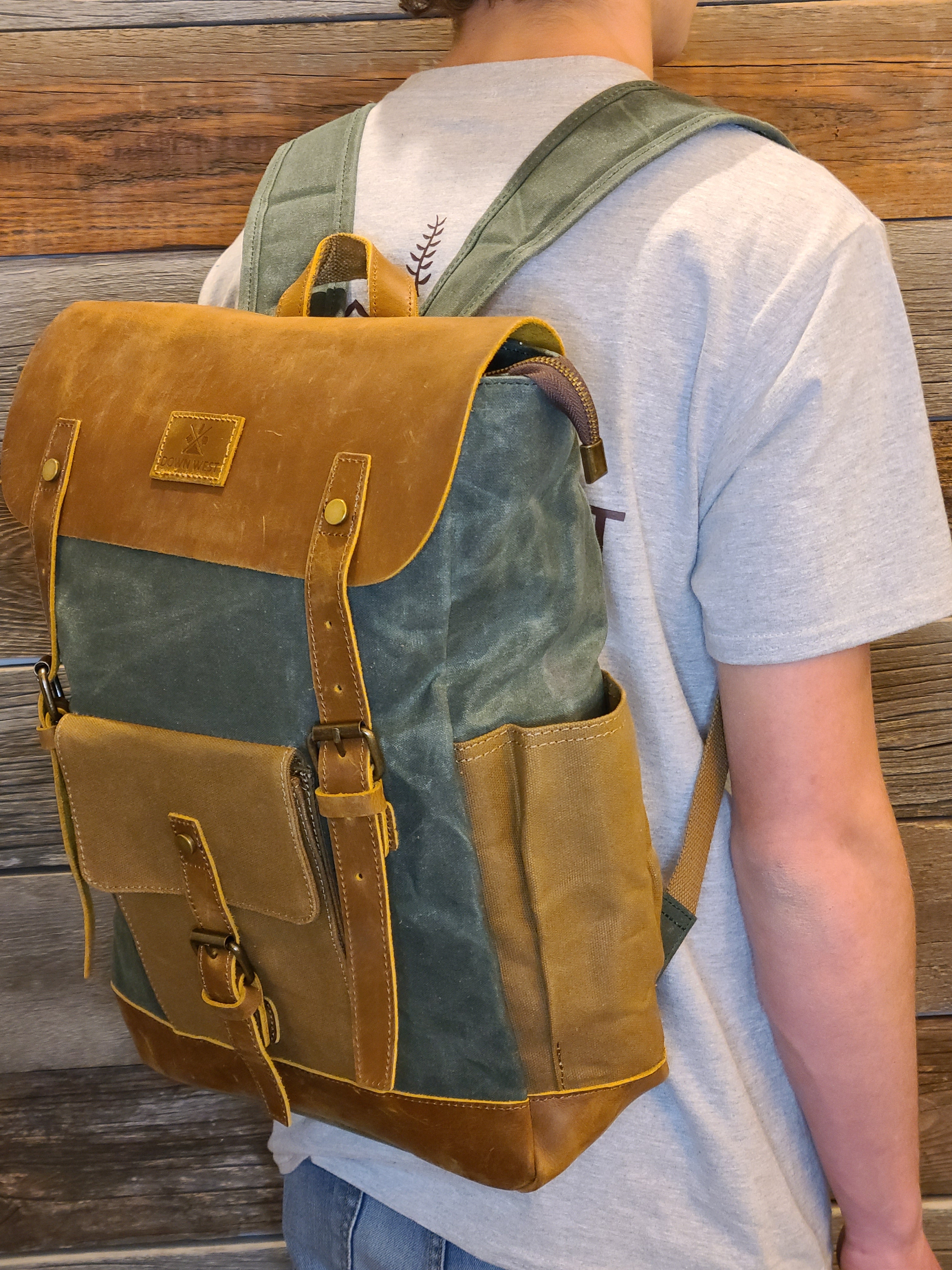 Leather discount adventure backpack